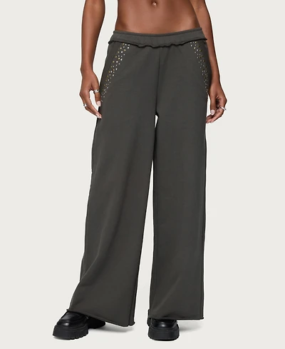 Edikted Women's Wrenn Studded Wide Leg Sweatpants