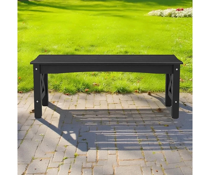 Black Weatherproof Plastic Patio Bench 44.5" with 600 lbs Weight Capacity