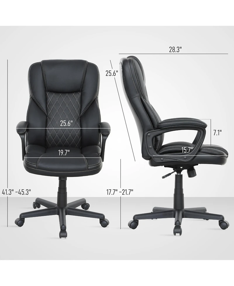 Homcom Executive Office Chair Pu Leather Desk with High Back