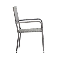 vidaXL Garden Dining Chair Set of 4 Grey Pe rattan, Steel