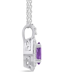 Macy's Gemstone and Diamond Halo Pendant Necklace (1/5 ct. t.w.) 10k White Gold (also Yellow Gold)