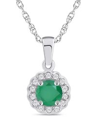 Macy's Gemstone and Diamond Halo Pendant Necklace (1/20 ct. t.w.) 10k White Gold (also Yellow Gold)