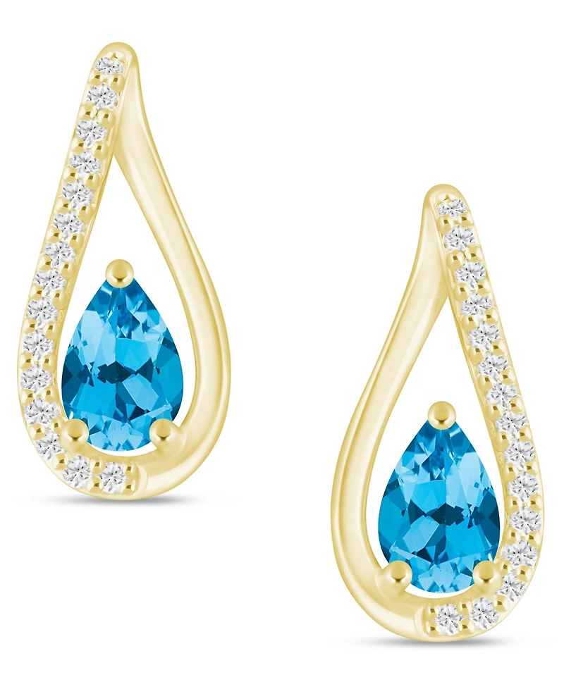 Macy's Gemstone and Diamond Earrings (1/6 ct. t.w.) 10k White Gold (also Yellow Gold)