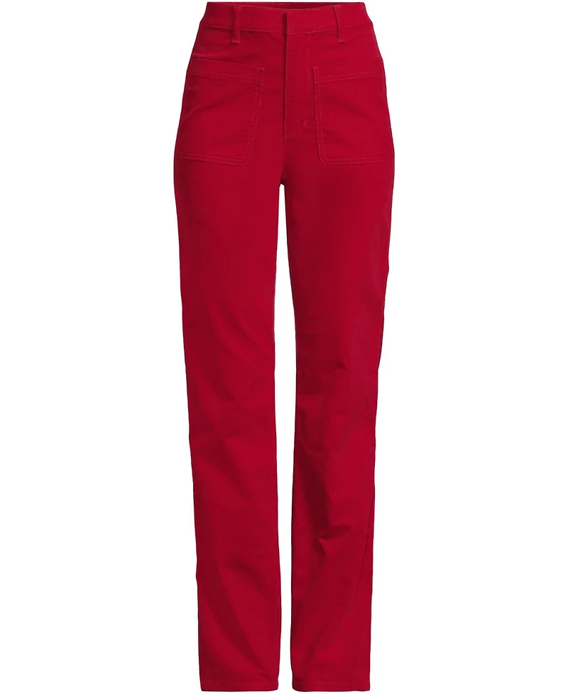 Lands' End Petite Corduroy High Rise Rail Straight Leg Pants