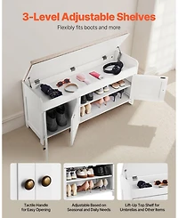 Slickblue Shoe Bench with Cushion Seat and 3 Compartments – Entryway Furniture