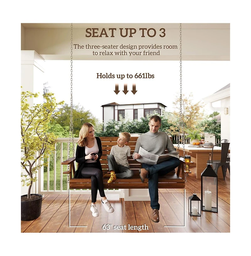 Slickblue Patio Swing with Canopy and Soft Cushions for Backyard