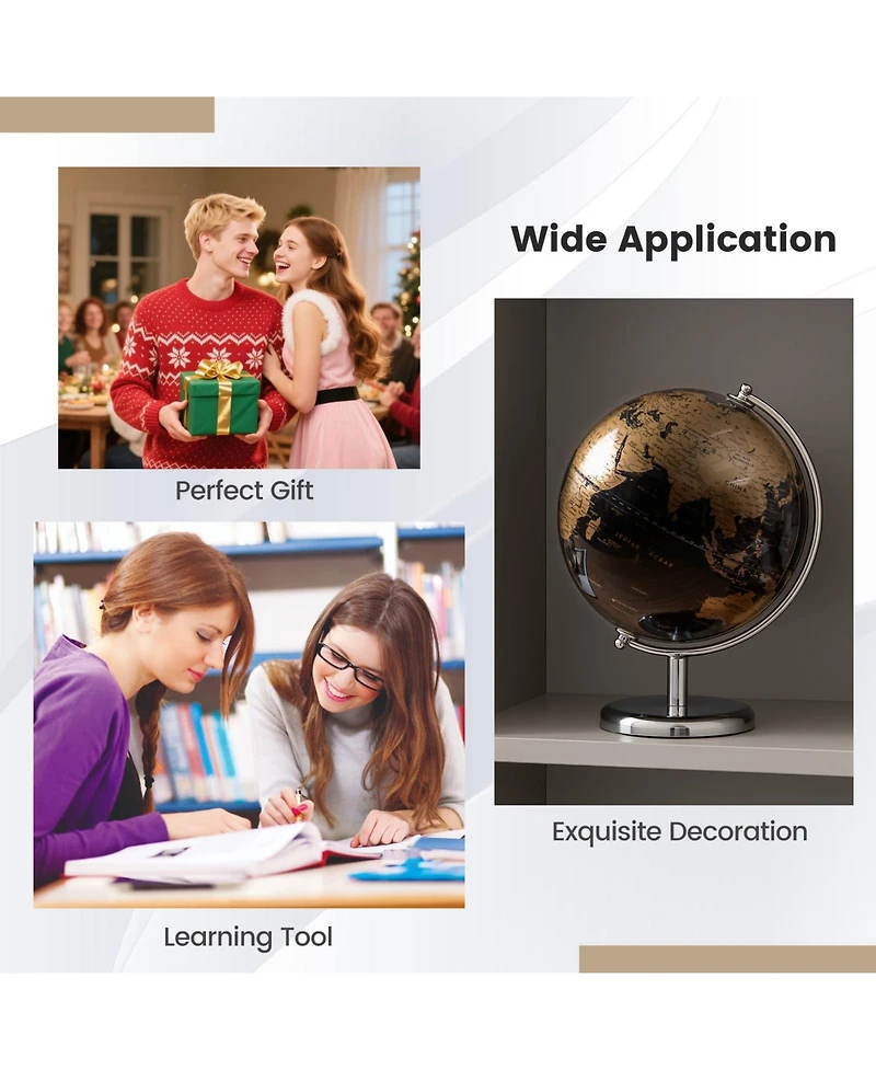 Mecale 8" World Globe Modern Decorative Tabletop Earth Globe