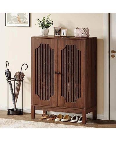 Tribesigns Shoe Cabinet with Doors, 5-Tier Shoe Storage Cabinet with Adjustable Shelves