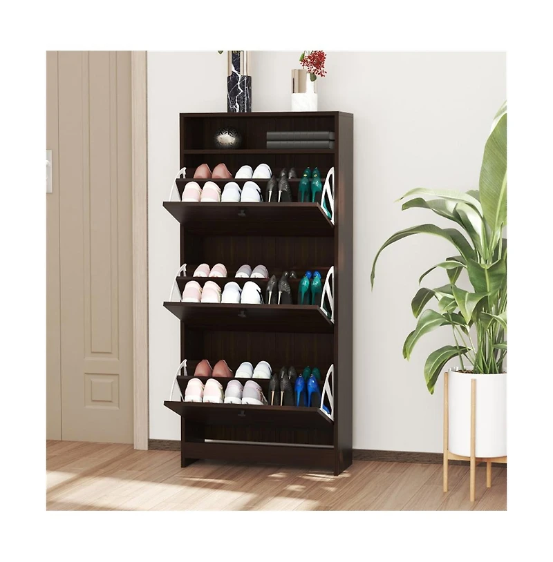Slickblue Shoe Storage Cabinet with Drawers and Adjustable Design