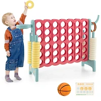 4-in-a-Row Connect Game with Basketball Hoop and Toss Ring-Blue
