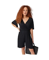 ellos Women's Flutter Sleeve Surplice Romper