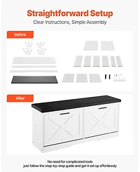 Slickblue 1-Pc Wooden Shoe Rack Bench – Padded Seat & Flip Drawer Storage Organizer