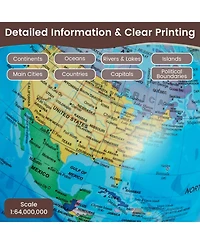 Mecale 8 Inch Illuminated World Globe Night Light up Globe Lamp with Wooden Stand and Hd Map