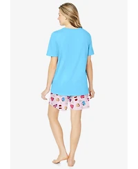 Dreams & Co. Women's Knit Pj Short Set