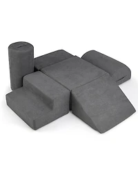 Sugift 6-Piece Baby Climbing Blocks with 30D High-Density Foam and Carrying Handles-Gray