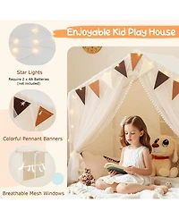 Sugift Large Toddler Playhouse Tent with Door Curtains Windows-Beige