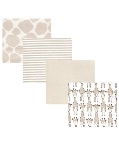 Hudson Baby Cotton Flannel Receiving Blankets 4-Pack, Giraffe