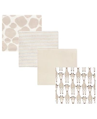 Hudson Baby Cotton Flannel Receiving Blankets 4-Pack, Giraffe