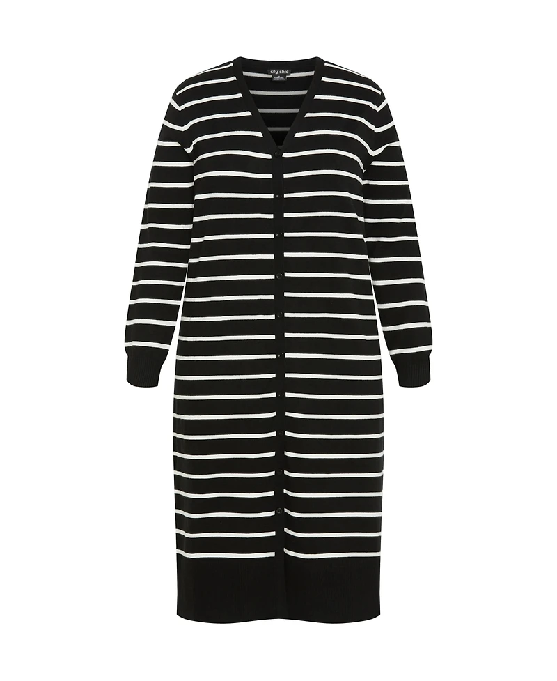 City Chic Women's Josie Stripe Cardigan.