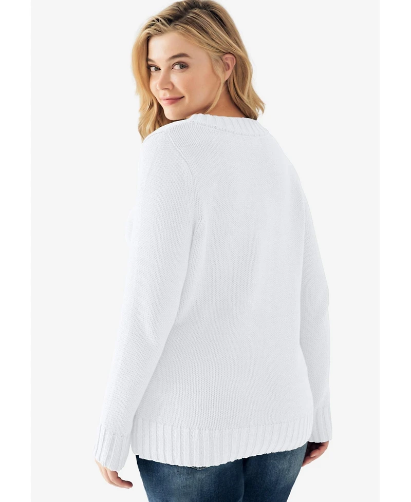 ellos Plus Button Y-Neck Sweater