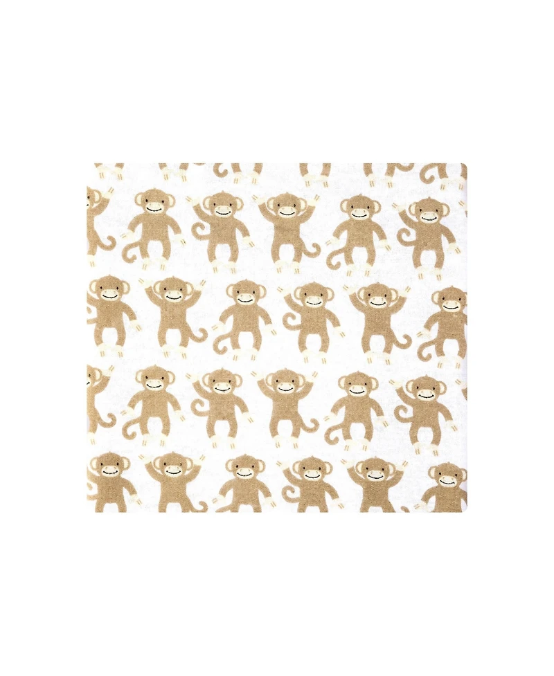 Hudson Baby Infant Boys Cotton Flannel Receiving Blankets 4-Pack, Monkey, One Size
