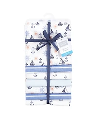 Hudson Baby Cotton Flannel Receiving Blankets 7-Pack Bundle, Sunshine And Sailboats