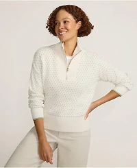 Lands' End Women's Drifter Floatback Jacquard Quarter Zip Sweater