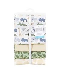 Hudson Baby Cotton Flannel Receiving Blankets 4-Pack, Wild Leaf Safari