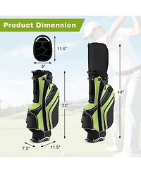 Sugift Golf Stand Cart Bag with 6-Way Divider Carry Pockets-Green