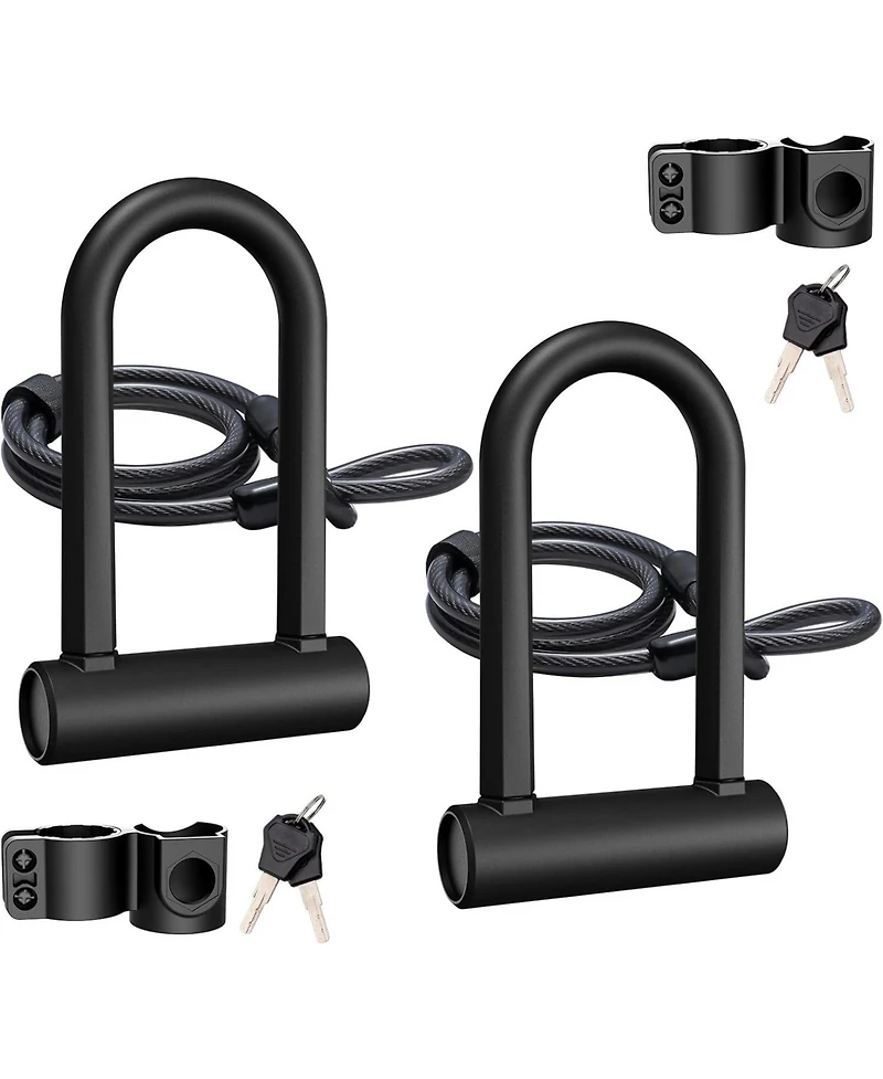 Batfox Heavy Duty Bike U-Lock, 16mm Shackle with 4ft/6ft Security Cable and Durable Mounting Bracket for Bicycle, Motorcycle