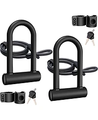 Batfox Heavy Duty Bike U-Lock, 16mm Shackle with 4ft/6ft Security Cable and Durable Mounting Bracket for Bicycle, Motorcycle