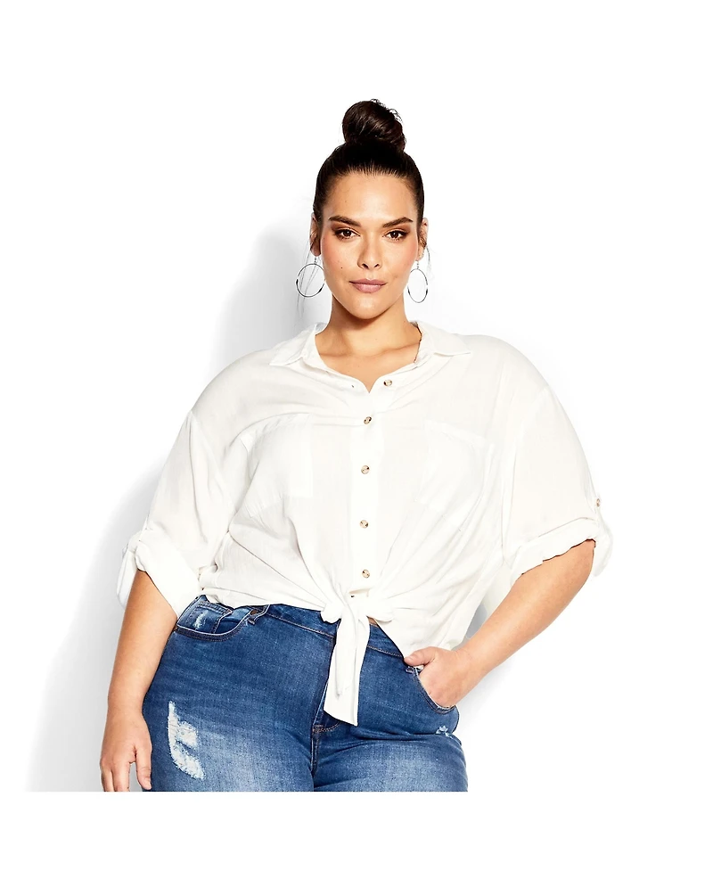 City Chic Plus Tropical Tie Top