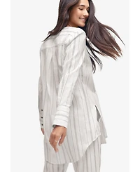 ellos Women's Striped Linen-Blend Tunic