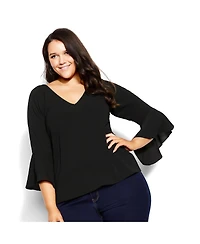 City Chic Women's Bell Sleeve Top