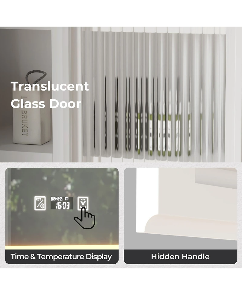 Slickblue Led Bathroom Cabinet with 8 Shelves and Smart Display