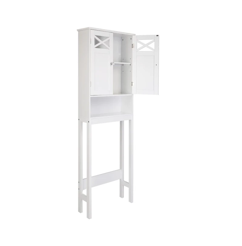 Slickblue Toilet Storage Cabinet with Double Doors and Shelves