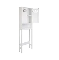 Slickblue Toilet Storage Cabinet with Double Doors and Shelves