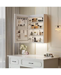 Slickblue Acrylic Frame Led Mirror Cabinet 20x28 Inch – Bathroom Mirror with Shelves, Time & Temp Digital Display