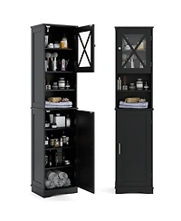 Tall Freestanding Bathroom Storage Cabinet with 5 Adjustable Shelves