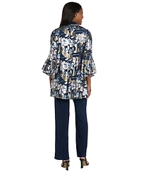 R & M Richards Women's Foil Printed Jacket Pantsuit with Tank and Pull-On Pants