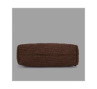 Susu Brown and Espresso Suede Woven Hobo Bag Large Slouchy Shoulder Tote Handbag for Women Soft Braided Texture Work Purse