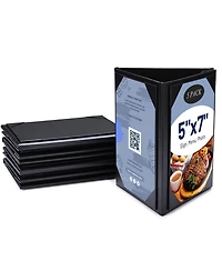 Yescom 5"x7" Triangle Table Tent Menu Holders 3 Side Pu leather Drink Dessert for Restaurant Bar 5 Pack
