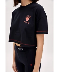 Pcfg Women's Cotton Stitch Detail Cropped T-Shirt