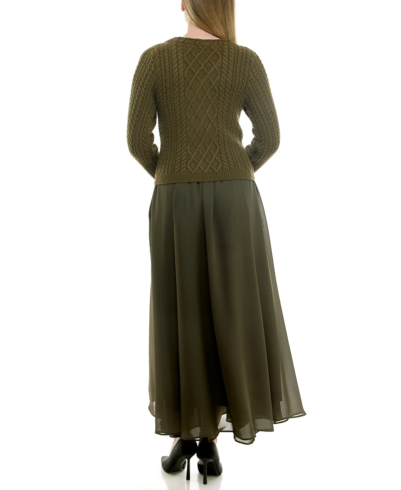 Taylor Women's Sleeveless Midi Dress with Cardigan Set