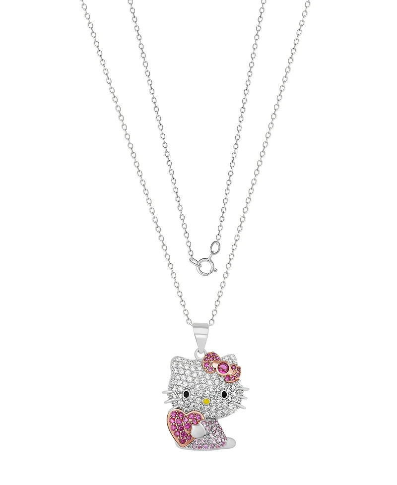 Macy's Cubic Zirconia Heart Pendant Necklace in Sterling Silver
