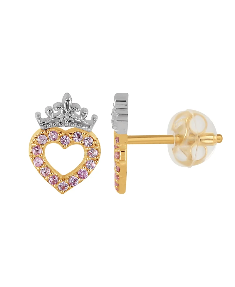Disney Cubic Zirconia Heart Stud Earrings in 10K Yellow Gold