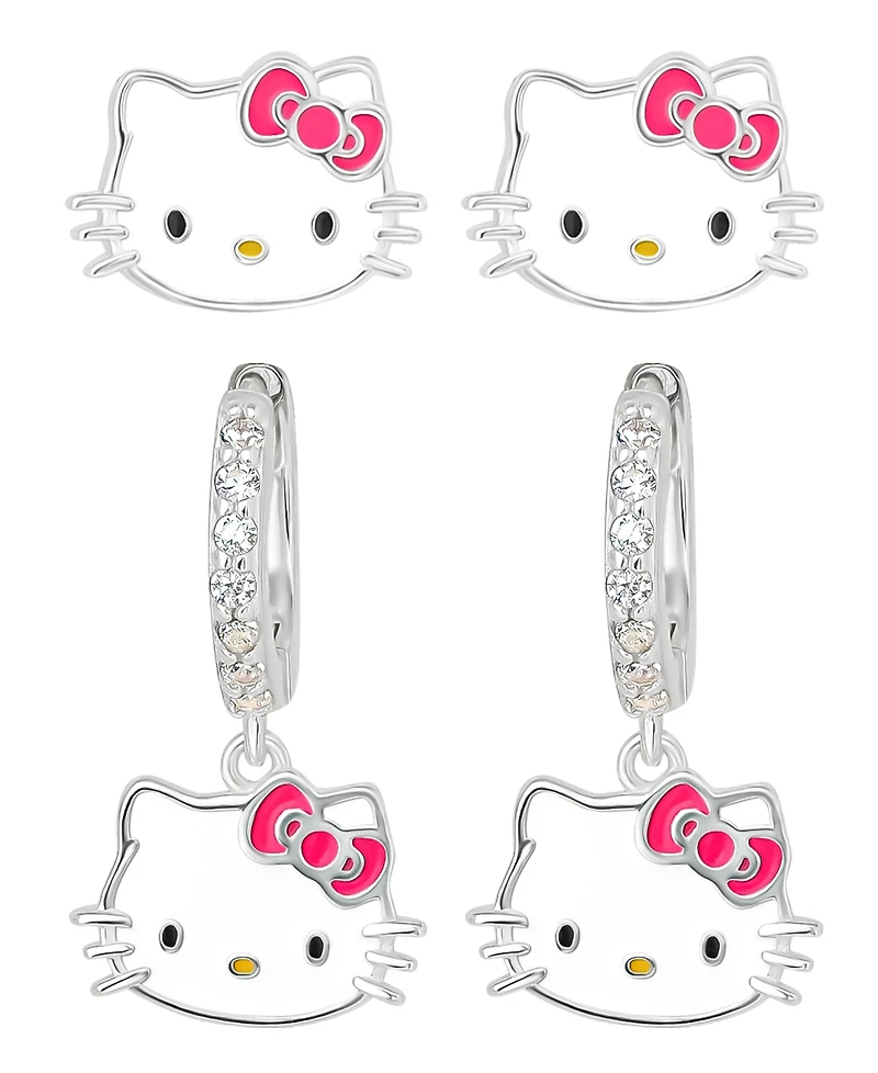 Macy's 2-Pc. Cubic Zirconia Drop and Stud Earrings Set in Sterling Silver