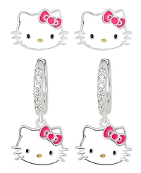 Macy's 2-Pc. Cubic Zirconia Drop and Stud Earrings Set in Sterling Silver