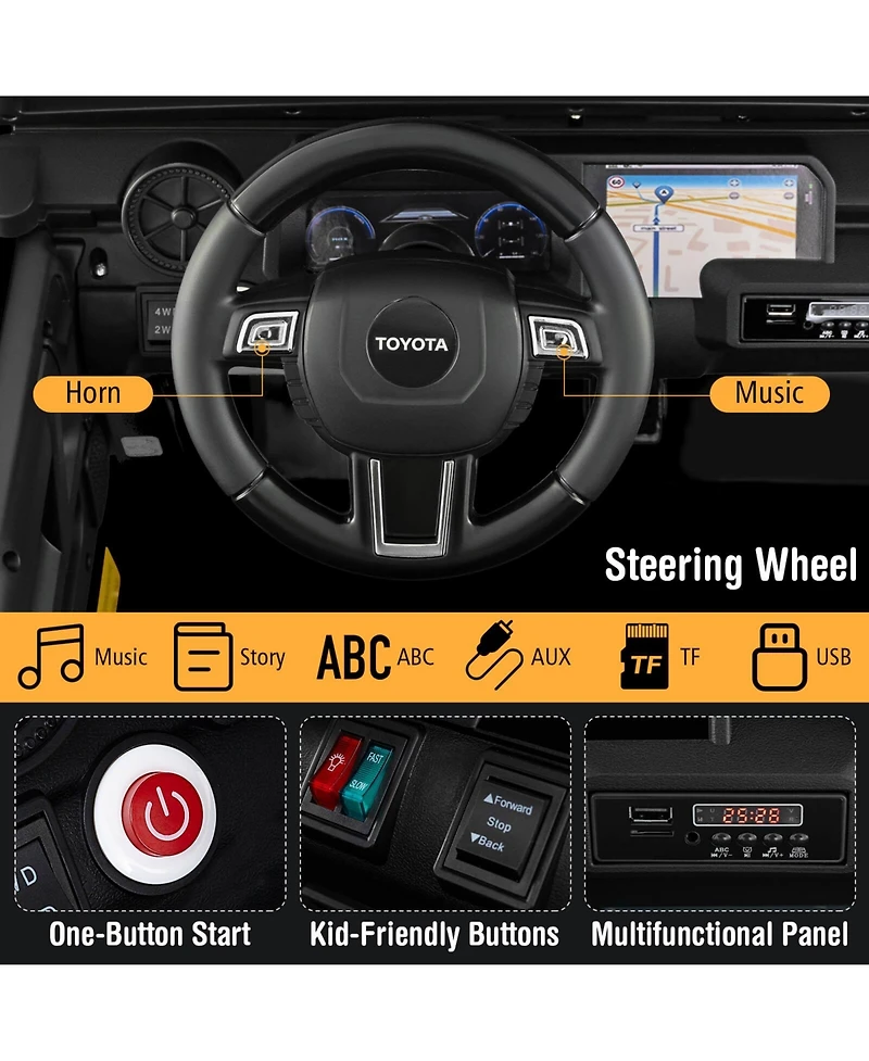 Costway Outdoor & Ride On Toys 24V 2 Seater Ride on Car for Kids Licensed Toyota LC250 Ride on Truck with Remote