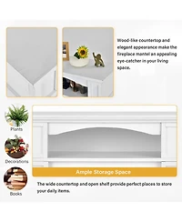 Sugift 18-Inch Size, 1400W Electric Power, Built-in Shelf Tv Stand Fireplace